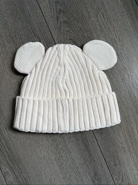 Kids Cream Knit Hat with Playful Ear Detail